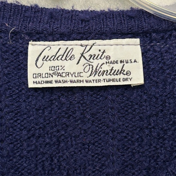 VTG Sweater Women's S/M Cardigan Navy Blue Button Up Long Sleeve Cozy Grannycore - Picture 2 of 11